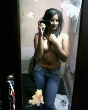 Indian Sexy Bitch Topless Selfies Showing Black Tits 001