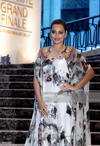 Indian Bollywood actress Sonakshi Sinha attends the grand finale of the Lakme Fashion Week (LFW) sum