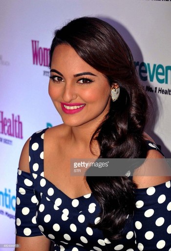 Indian Bollywood film actress Sonakshi Sinha poses during the launch of the cover page of Women's He