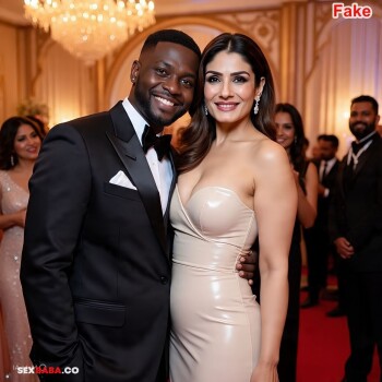 Raveena Tandon reception with her young blacked African husband 2 x