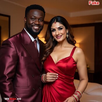 Raveena Tandon reception with her young blacked African husband x